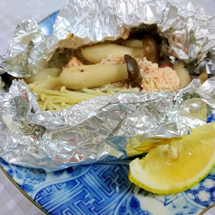 鮭ときのこの明太子バター☆ホイル焼き